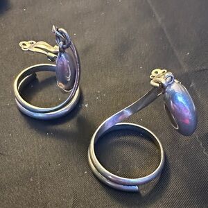 Vintage Modernist Sterling Silver Clip on Earrings 22.7g